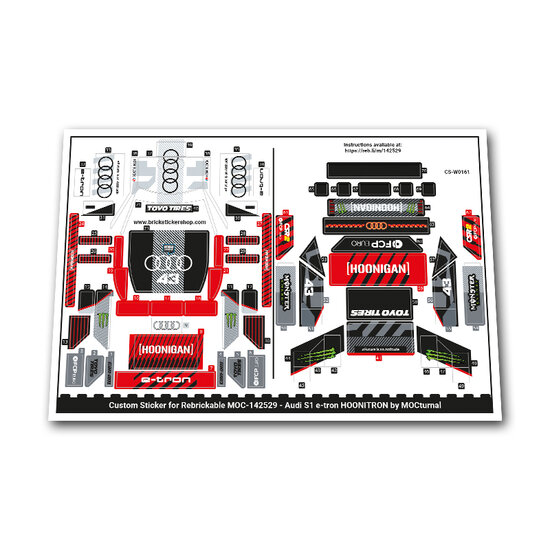 Custom Sticker for Rebrickable MOC 142529 - MOCturnal Audi S1 e-tron Hoonitron by MOCturnal