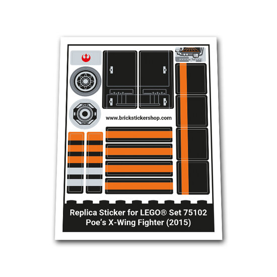 Replacement Sticker for Set 75102 - Poe&#039;s X-Wing Fighter