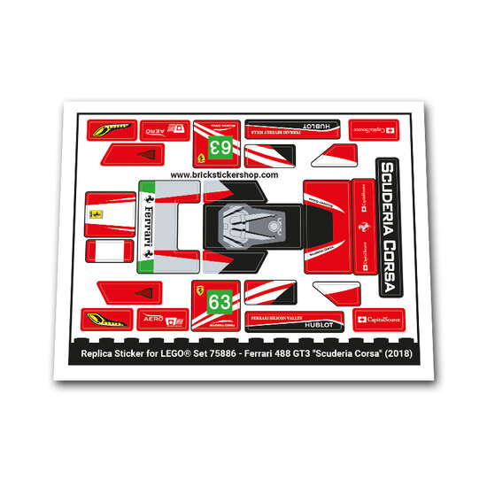 Replacement Sticker for Set 75886 - Ferrari 488 GT3 Scuderia Corsa