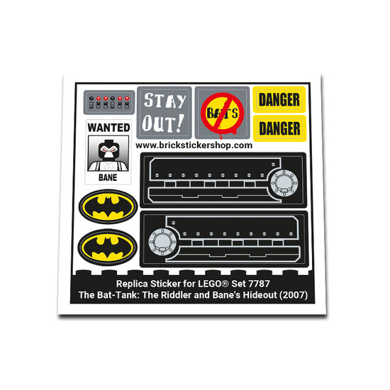 Replacement Sticker for Set 7787 - The Bat Tank The Riddler and Bane&#039;s Hideout