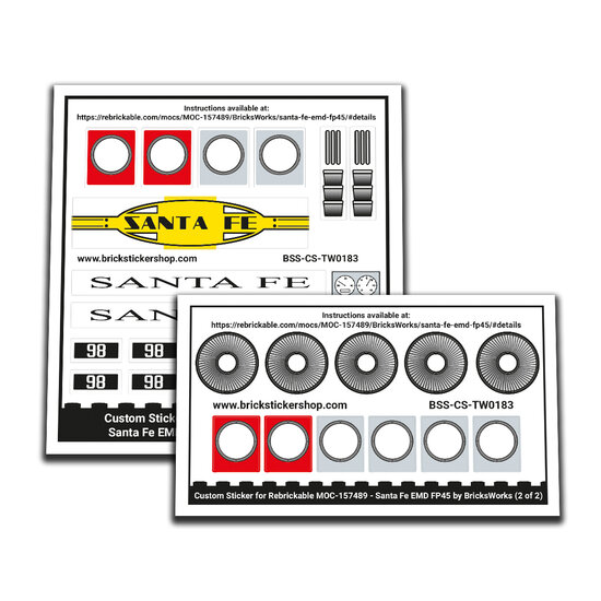 Custom Sticker - Rebrickable MOC-157489 - Santa Fe EMD FP45 by BricksWorks