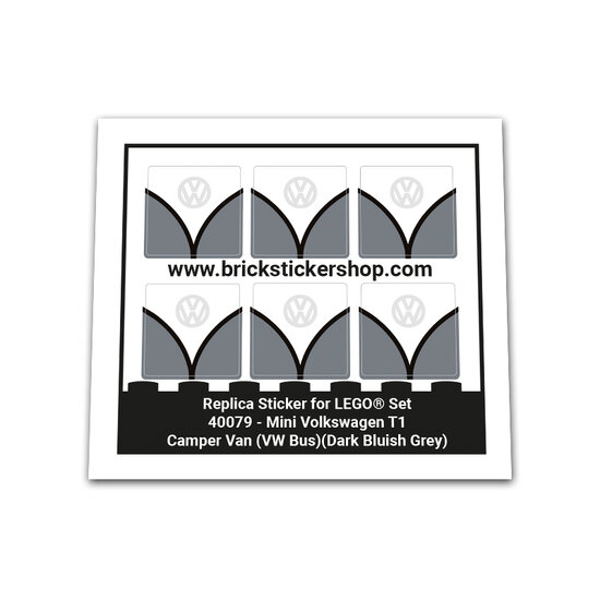 Replacement Sticker for Set 40079 - Mini Volkswagen T1 Camper Bus (VW Bus - Dark Bluish Gray Version)