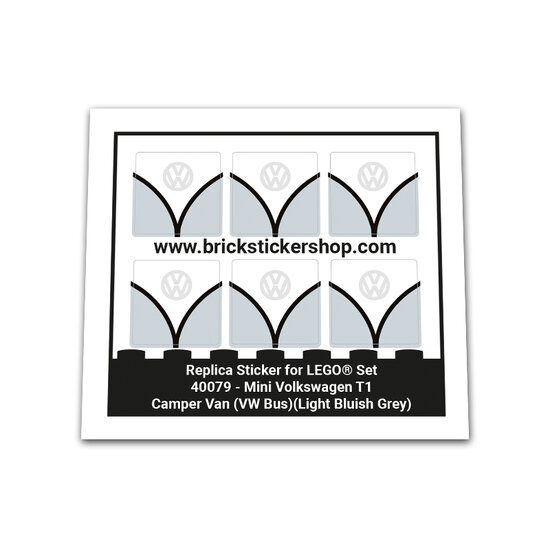 Replacement Sticker for Set 40079 - Mini Volkswagen T1 Camper Bus (VW Bus - Light Bluish Gray Version)