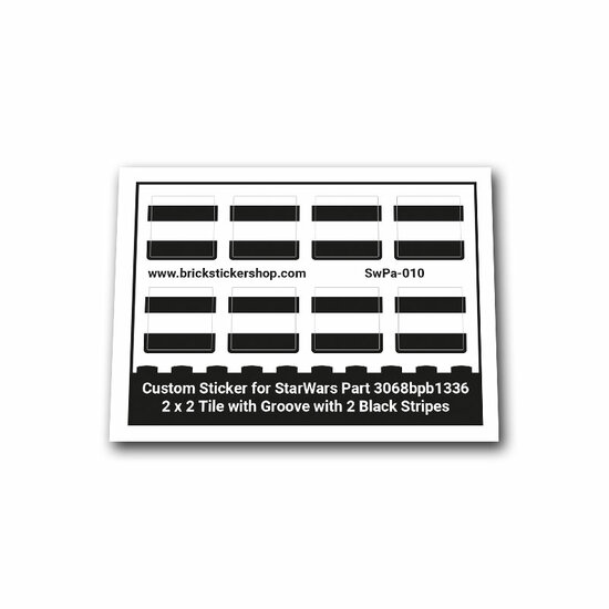 Custom Sticker - Part 3068bpb1336 - 2 x 2 Tile with Groove with 2 Black Stripes