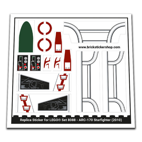 Replacement Sticker for Set 8088 - ARC-170 Starfighter