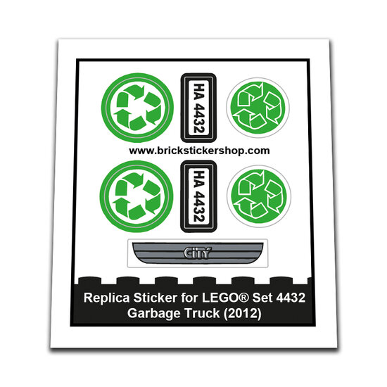 Replacement Sticker for Set 4432 - Garbage Truck