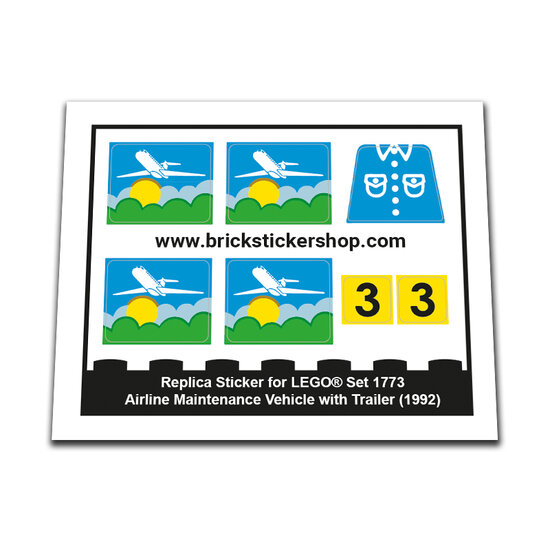 Replacement Sticker for Set 1773 - Airline Maintenance Vehicle with Trailer