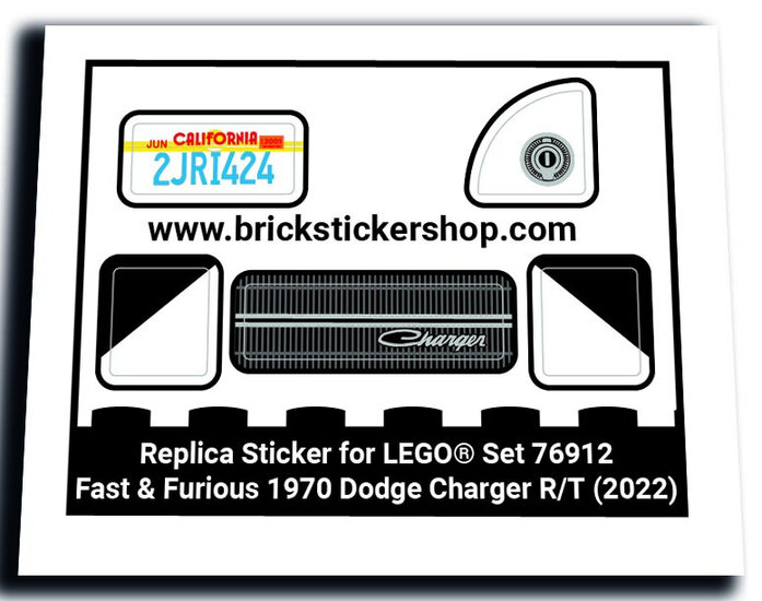 Replacement Sticker for Set 76912 - Fast &amp; Furious 1970 Dodge Charger RT