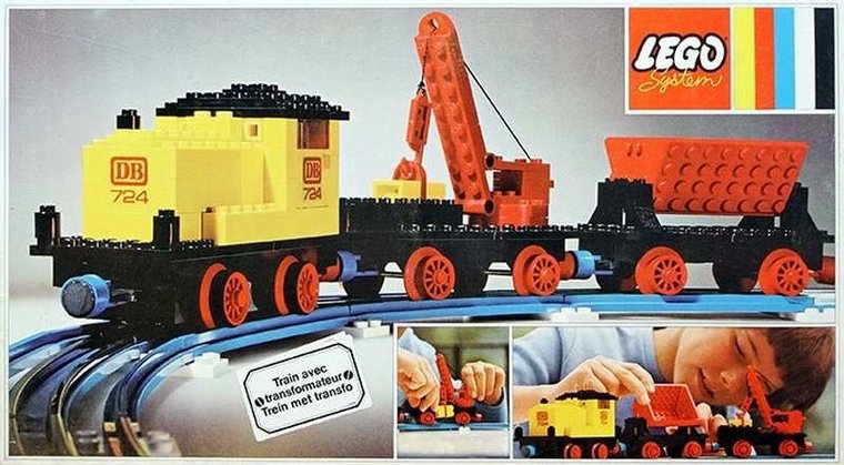 LEGO 724 - 12V Diesel Locomotive with Crane and Tipper Wagon