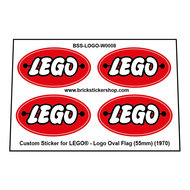 Precut Lego Custom Stickers voor LEGO Logo Oval Flag (55mm) (1970)