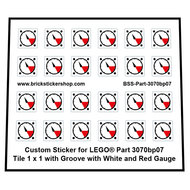 Precut Custom Stickers for Lego Round Tile 1 x 1 with Groove with White and Red Gauge