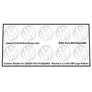 Precut Custom Stickers for Lego Round Tile 2 x 2 with VW Logo Pattern