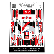 Custom Sticker for Rebrickable MOC 96621 - Audi R18 LMP1 Spec (2016) (Number 8)