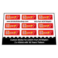 Stickers for Part 39789pb01 - 2 x 4 Brick with &#039;60 Years&#039; Pattern