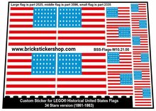 Custom Stickers for LEGO Flags - 34 Stars Version (1861-1863)