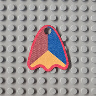 Custom Cloth -  Cape with Round Lobes with Blue Dark Red and Bright Light Orange Pattern
