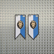 Custom Cloth - Banner with King&#039;s Knight Lion Head Emblem White &amp; Blue
