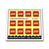 Custom Sticker - Lego Logo for 2 x 2 Tile with Yellow Border