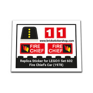 Replacement Sticker for Set 602 - Fire Chief&#039;s Car