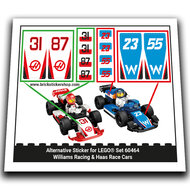Replacement Sticker for Set 60464 - Williams Racing &amp; Haas Race Cars