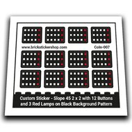 Slope 45 2 x 2 with 12 Buttons and 3 Red Lamps on Black Background Pattern - CoIn-007 - Afbeelding 1