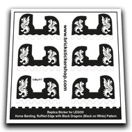 Custom Sticker - Horse Barding, Black Dragons (Black on White) Pattern
