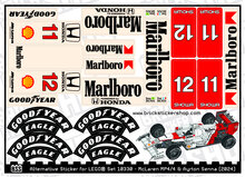 Alternative Sticker Bundle for Sets 10330, 10353 &amp; 11375 - Senna, Mansell &amp; Schumacher Liveries