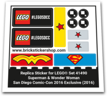 Replacement Sticker for Set 41490 - Superman &amp; Wonder Woman San Diego Comic Con 2016 Exclusive