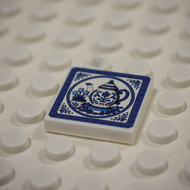Printed Part - 2X2 Tile - Teapot with Blue Rim