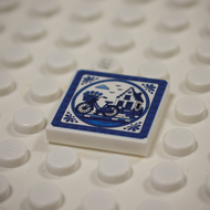 Printed Part - 2X2 Tile - Bicycle with Blue Rim