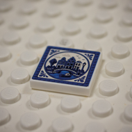Printed Part - 2X2 Tile - Canal with blue border