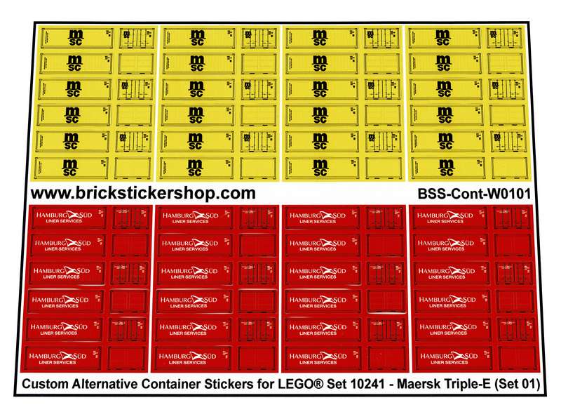 MAERSK Triple E Set 06 Custom Container Stickers for LEGO set 10241 