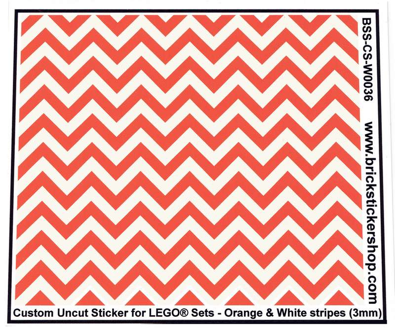 Custom Sticker - Uncut Orange & White Stripes (version 1, 3mm)