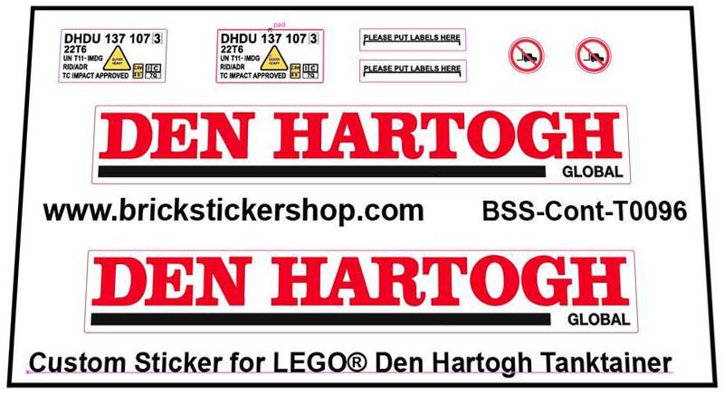 Custom Sticker - Rebrickable MOC 57949 - Den Hartogh Tanktainer