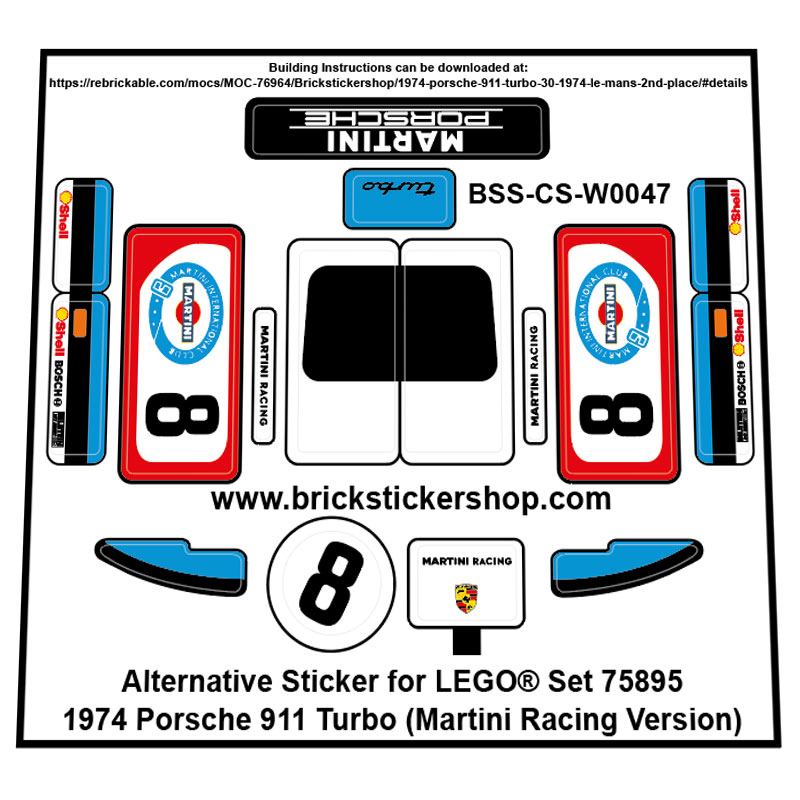 1974 Porsche 911 Turbo (Martini Racing Version) Sticker