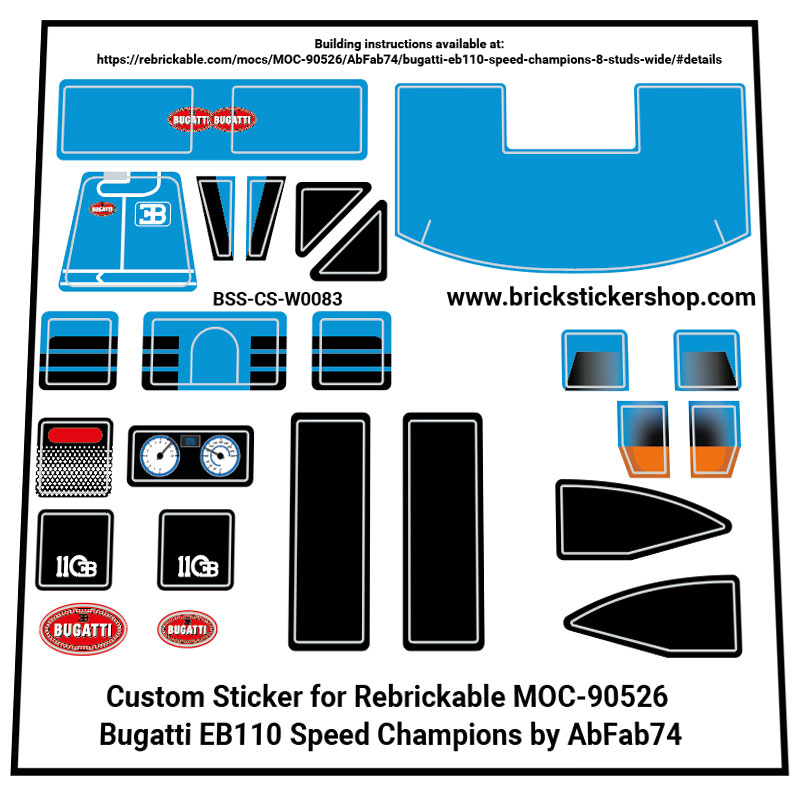 Rebrickable MOC - 90526 - Bugatti EB110 Speed Champions by AbFab74