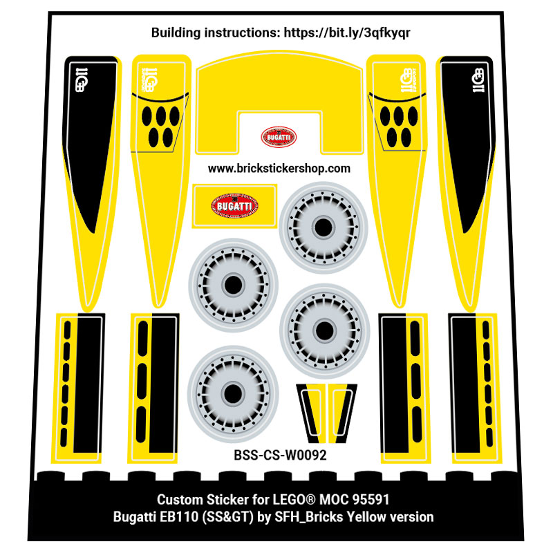 Rebrickable MOC 95591 - Bugatti EB110 (SS & GT) (Yellow Version) by SFH_bricks