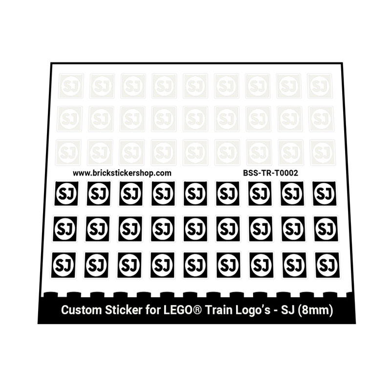 Custom Stickers for LEGO Train Logo's - SJ (8mm)