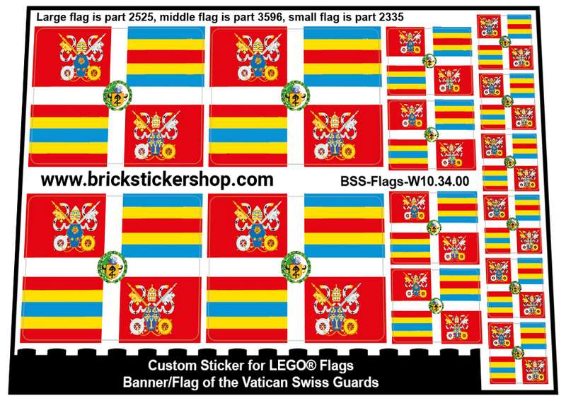 Custom Stickers for LEGO Flags - Flag of the Vatican Swiss Guards