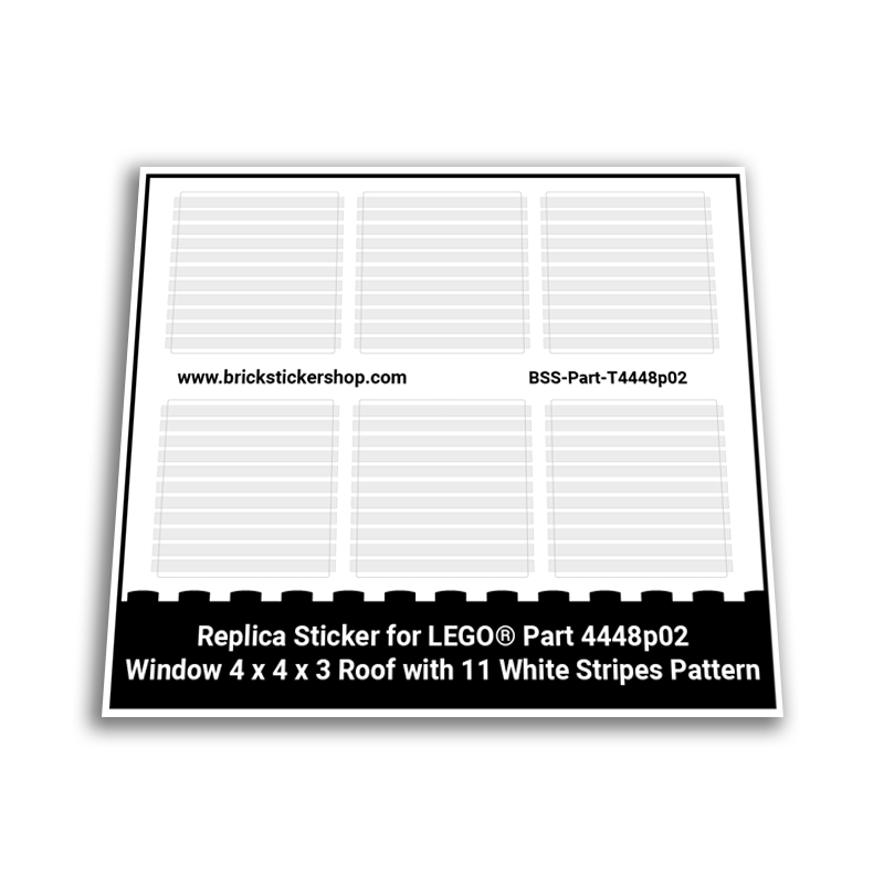 Stickers for Part 4448p02 - Window 4 x 4 x 3 Roof with 11 White Stripes Pattern