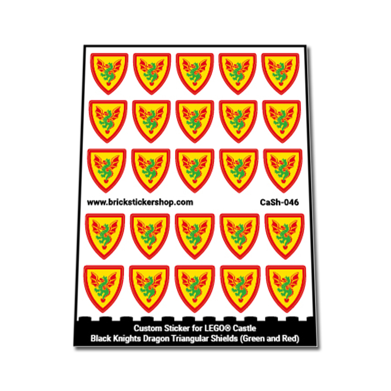 Custom Sticker - Black Knights Dragon Triangular Shields (Green and Red)