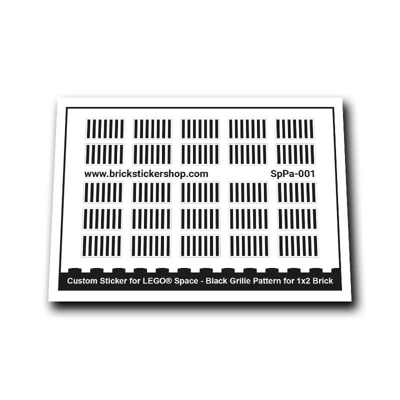 Custom Sticker - Black Grille Pattern for 1x2 Brick