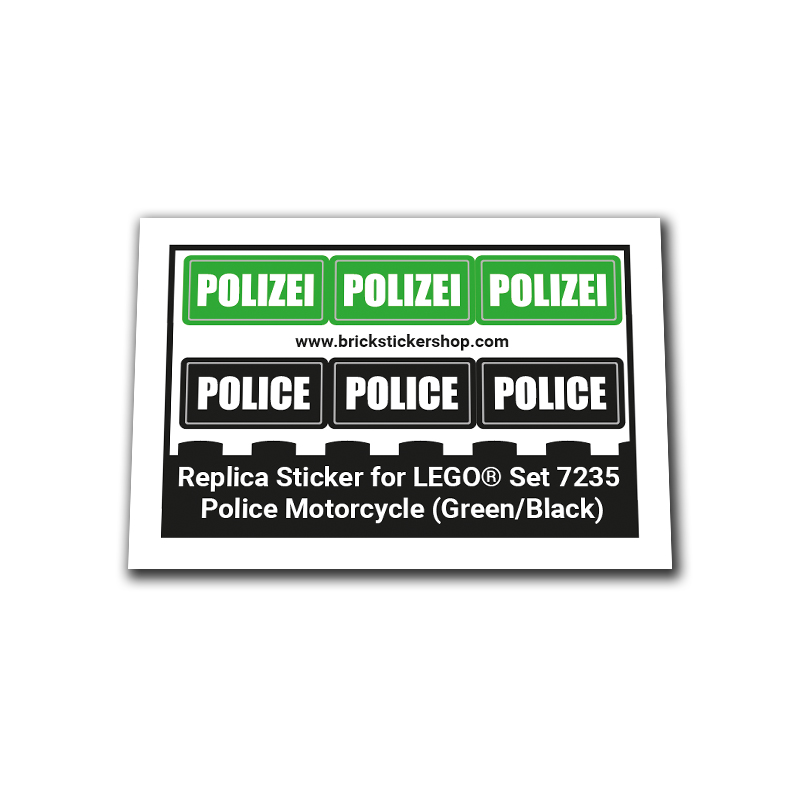 Replacement Sticker for Set 7235 - Police Motorcycle (Green and Black)