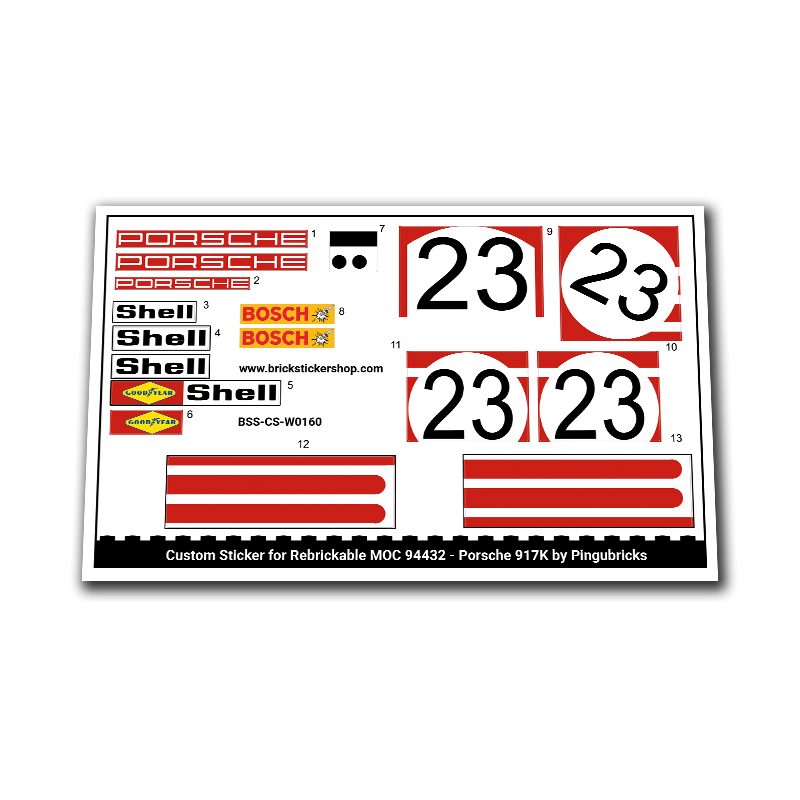 Custom Sticker for MOC - Porsche 917K by Pingubricks