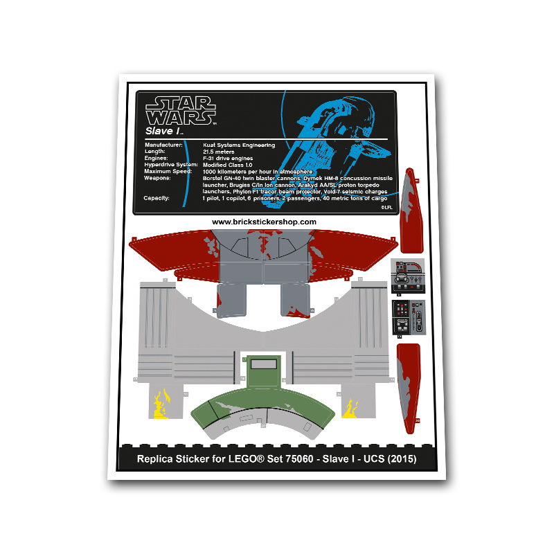 Replacement Sticker for Set 75060 - Slave I (UCS)