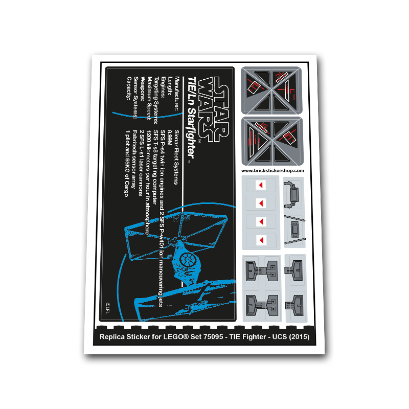 Replacement Sticker for Set 75095 - TIE Fighter - UCS
