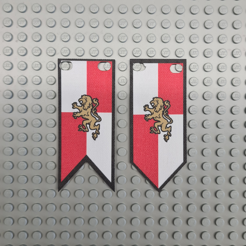 Custom Cloth - Banner with Lion Knight Emblem Red & White