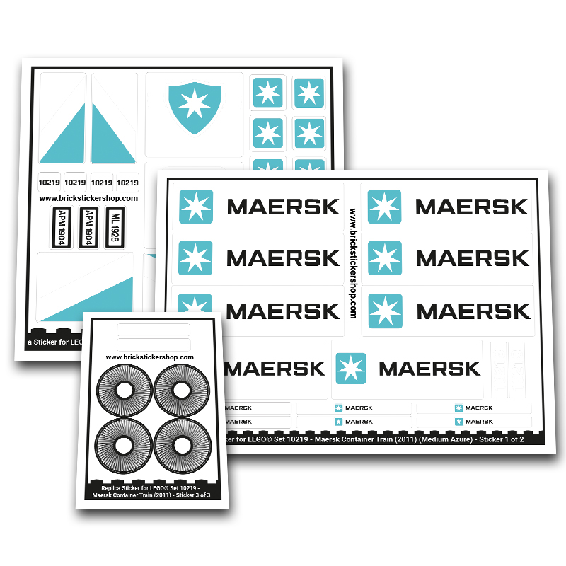 Replacement Sticker for Set 10219 - Maersk Container Train (Medium Azure Version)