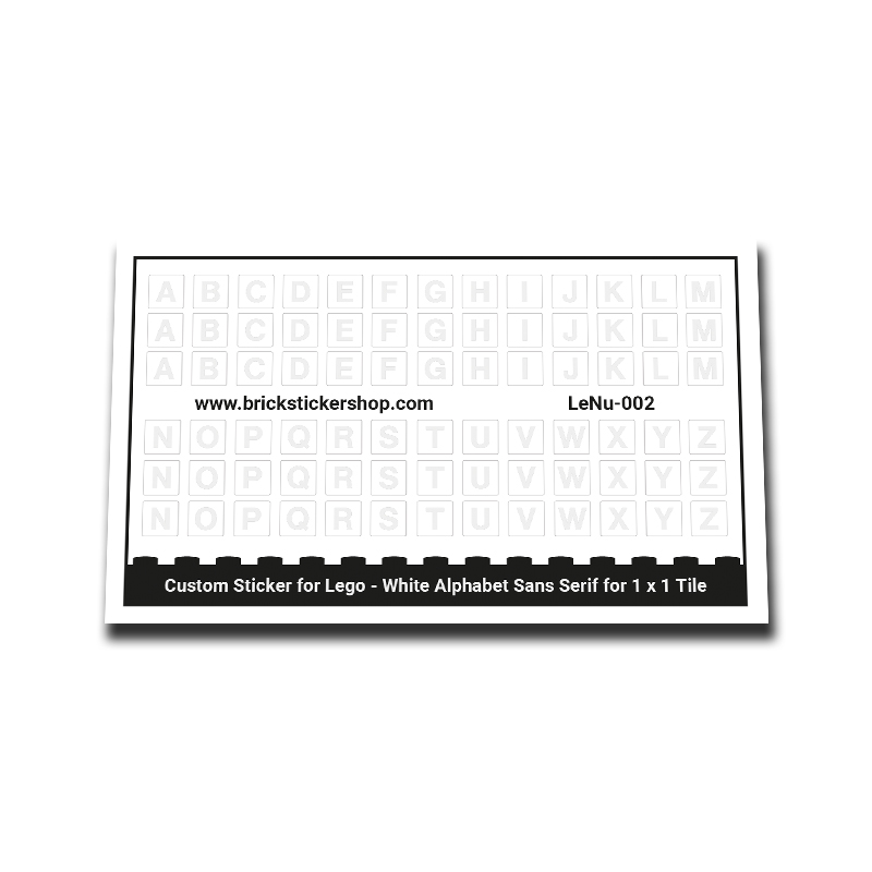 Custom Sticker - White Alphabet Sans Serif for 1x1 Tile