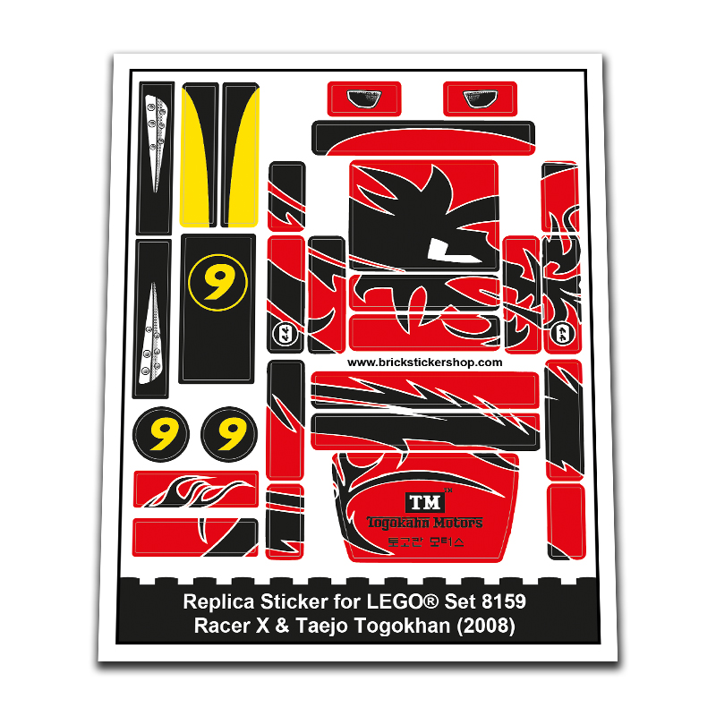 Replacement Sticker for Set 8159 - Racer X & Taejo Togokhan